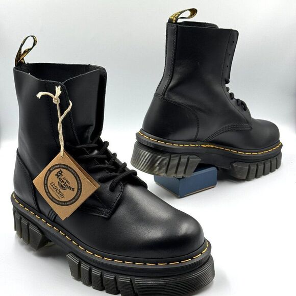 Dr Martens Audrick Nappa Leather Platform Ankle Boots - Picture 4 of 9